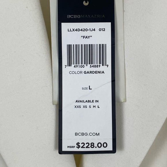 NWT BCBGMaxAzria Fay Single Button Tuxedo Style Jacket Gardenia Off White Large - Picture 6 of 9